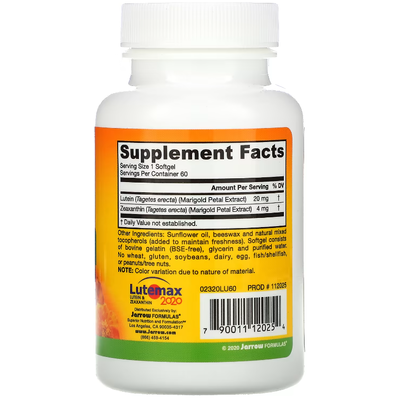 Лютеин / Lutein, Jarrow Formulas, 20 мг, 60 гелевых капсул