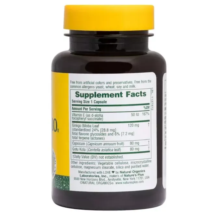 Гинкго билоба комбо / Ginkgo-Combo, Nature's Plus, 120 мг, 60 капсул