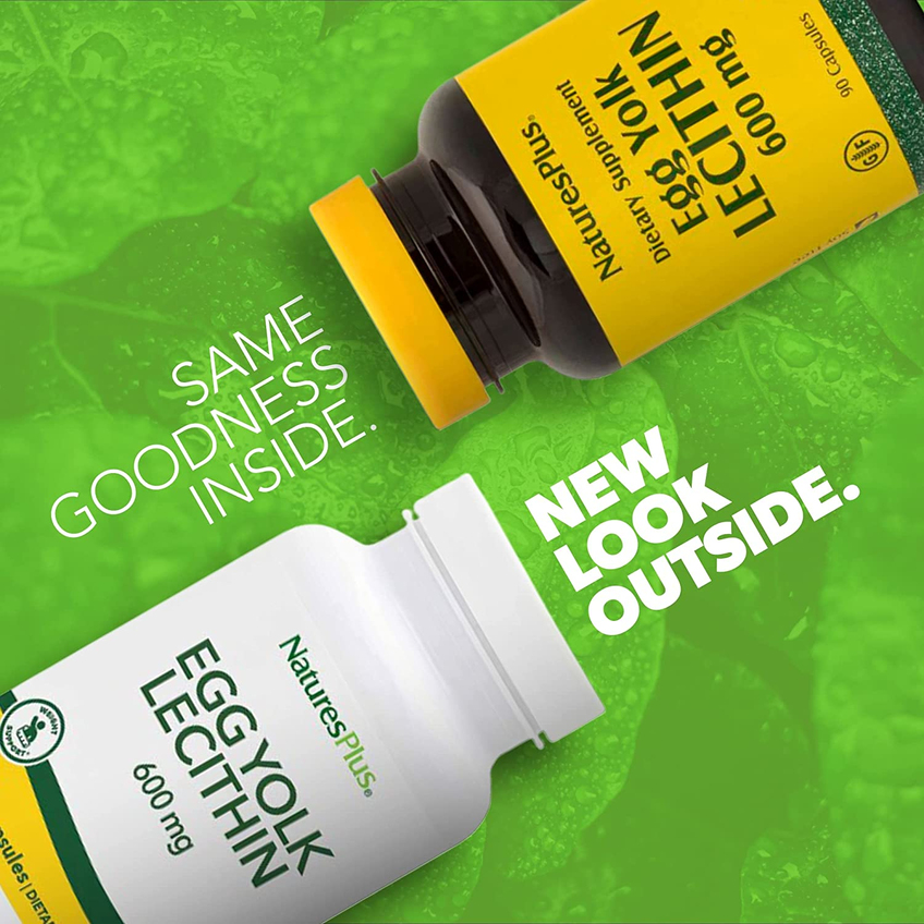 Лецитин із яєчних жовтків / Egg Yolk Lecithin, Nature's Plus, 600 мг, 90 капсул