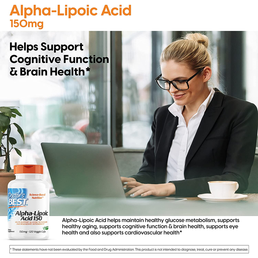 Альфа-ліпоєва кислота / Alpha Lipoic Acid, Doctor's Best, 150 мг, 120 капсул