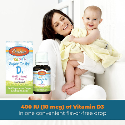 Жидкий витамин D3 для младенцев / Baby's Super Daily D3, Carlson Labs, 10 мкг, 10.3 мл