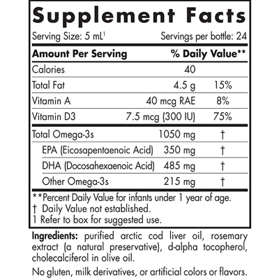 Жидкий рыбий жир для детей с витамином D3 / Baby's DHA with Vitamin D3, Nordic Naturals, 60 мл