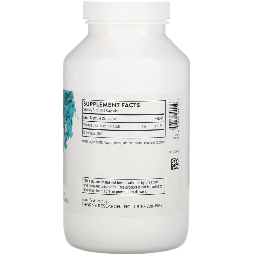 Витамин С / Ascorbic Acid, Thorne Research, 1000 мг, 250 капсул