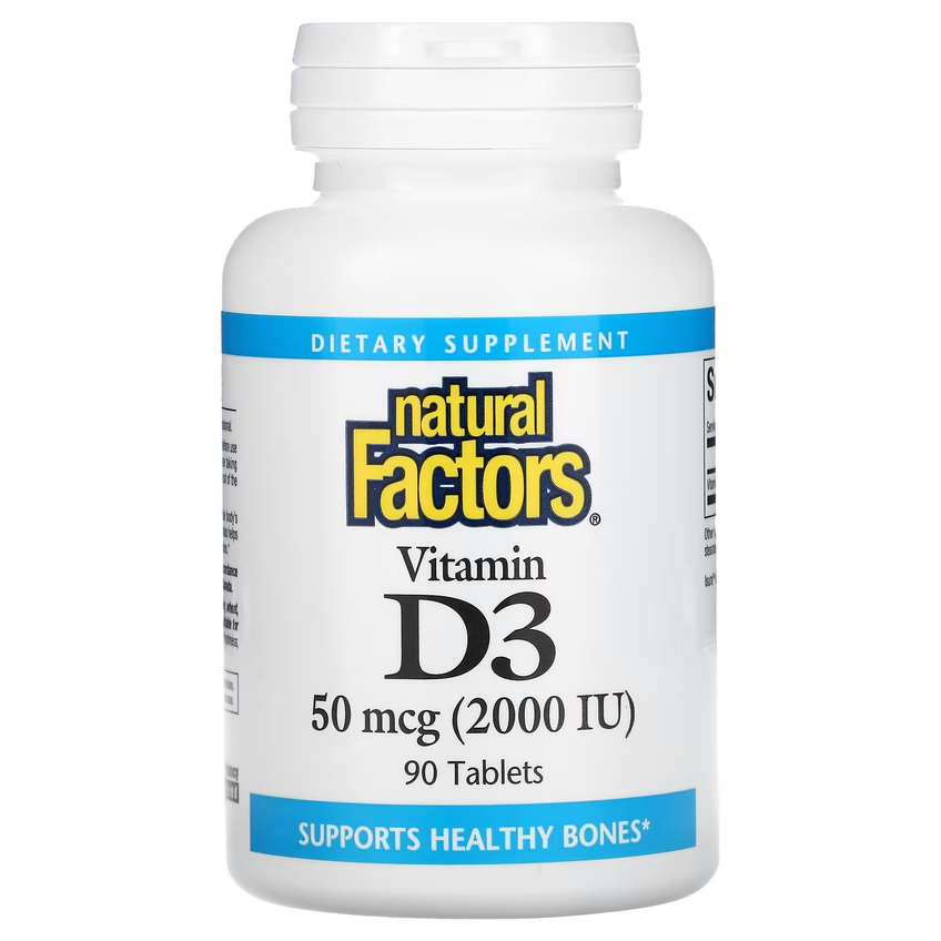 Витамин D3 / Vitamin D3, Natural Factors, 50 мкг (2000 МЕ), 90 таблеток