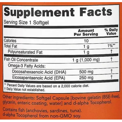Докозагексаєнова кислота (ДГК) (подвійна сила) / DHA-500 (Double Strength), Now Foods, 500 мг, 180 гелевих капсул
