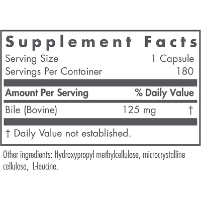 Бычья желчь / Ox Bile, Nutricology, 125 мг, 180 капсул