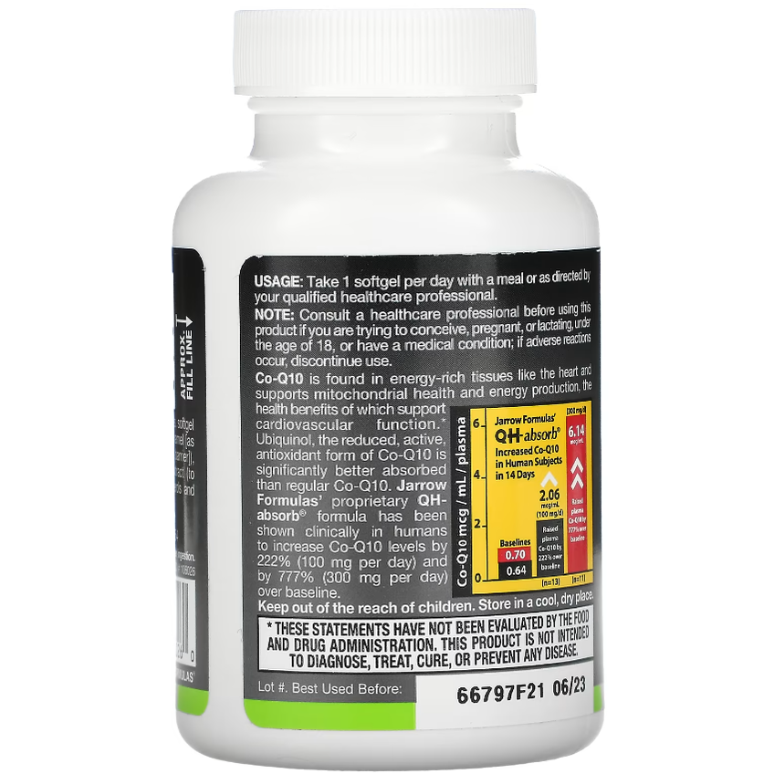 Убихинол / Ubiquinol QH-Absorb, Jarrow Formulas, 200 мг, 90 гелевых капсул