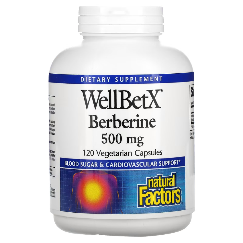Берберин / WellBetX Berberine, Natural Factors, 500 мг, 120 вегетарианских капсул