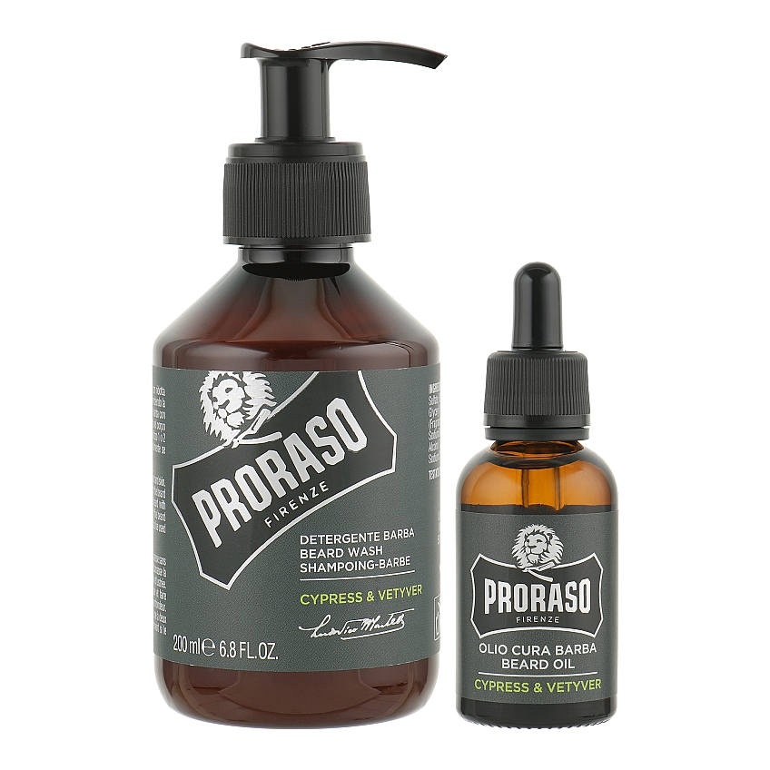 Подарочный набор для ухода за бородой Proraso Cypress & Vetyver (шампунь для бороды, масло для бороды)