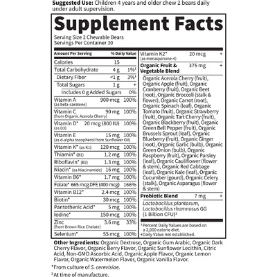 Цільнохарчові мультивітаміни для дітей / Vitamin Code, Garden of Life, 60 жувальних ведмедиків