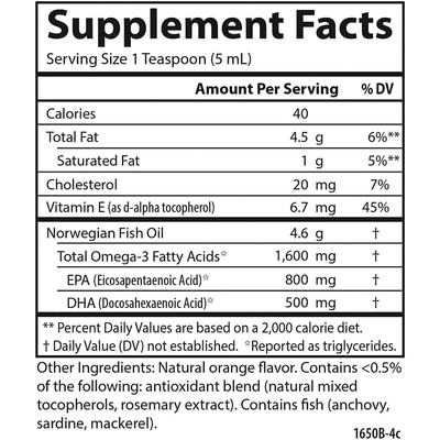 Cамый лучший рыбий жир c натуральным апельсиновым вкусом / The Very Finest Fish Oil, Natural Orange Flavor, Norwegian, Carlson Labs, 1600 мг, 200 мл