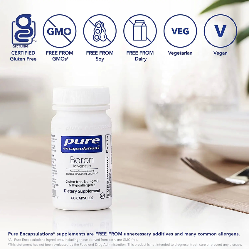 Бор / Boron (glycinate), Pure Encapsulations, 2 мг, 60 капсул