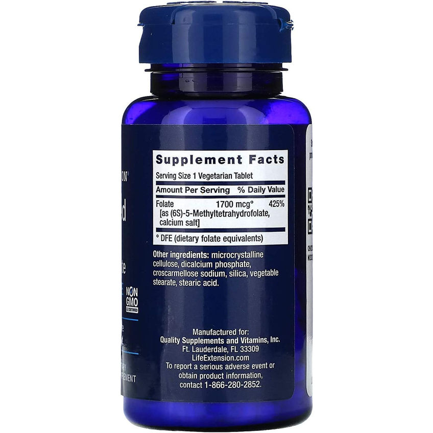Оптимизированный фолат DFE / Optimized Folate DFE, Life Extension, 1700 мкг, 100 таблеток