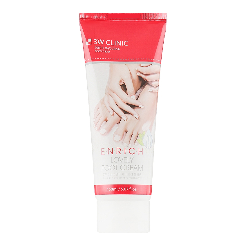 Восстановительный крем для ног с гиалуроновой кислотой 3W Clinic Enrich Lovely Foot Treatment