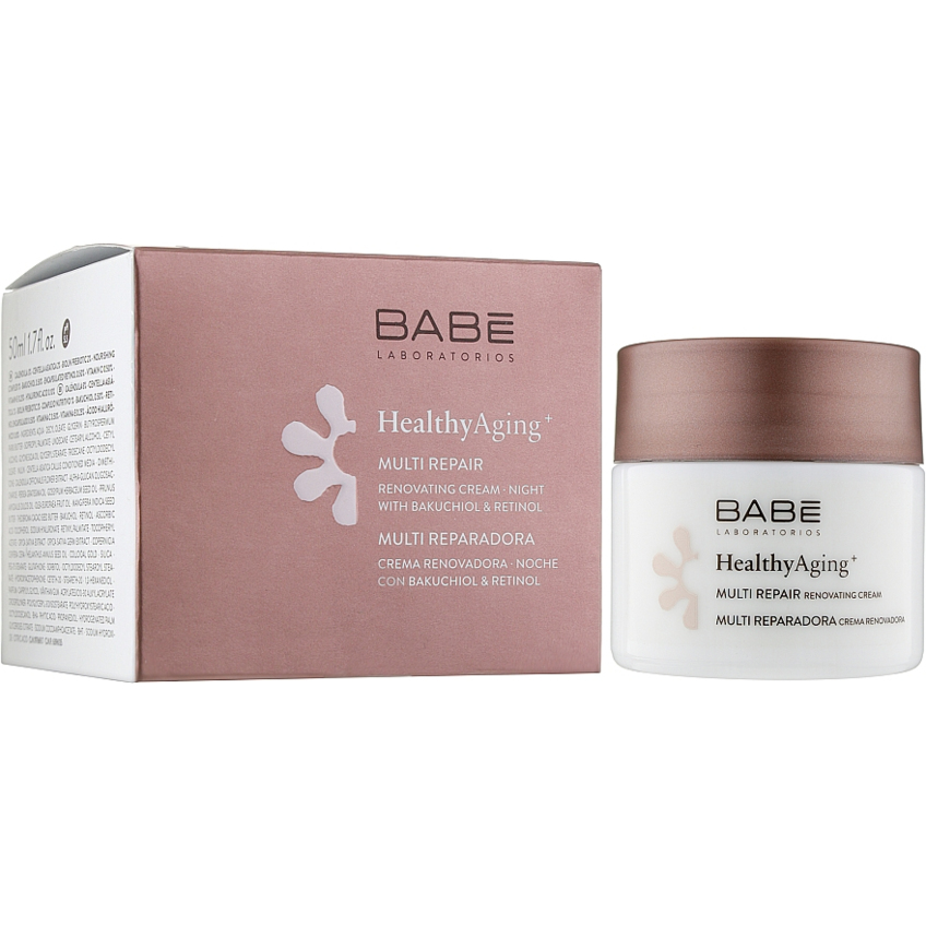 Нічний мультивідновлюючий крем з антивіковим комплексом Babe Laboratorios Healthy Aging Multi Repair Renovating Cream