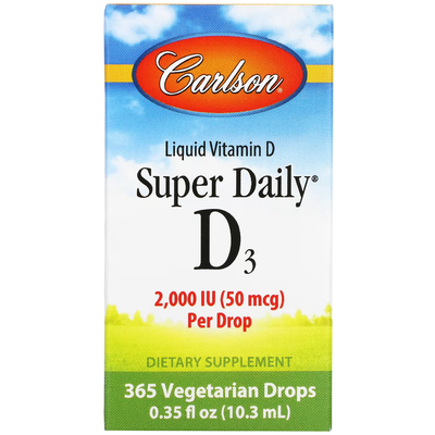 Жидкий витамин D3 / Super Daily D3, Carlson Labs, 50 мкг, 10.3 мл