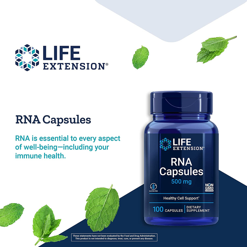 Рибонуклеїнова кислота / RNA, Life Extension, 500 мг, 100 капсул