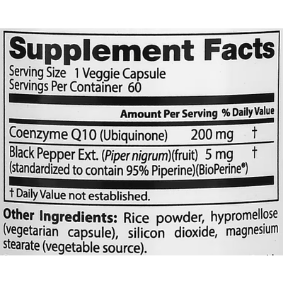 Высокоусвояемый коэнзим Q10 с биоперином / High Absorption CoQ10 with BioPerine, Doctor's Best, 200 мг, 60 капсул
