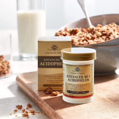 Улучшенный ацидофильный комплекс пробиотиков 40+ / Advanced 40+ Acidophilus, Solgar, 60 вегетарианских капсул