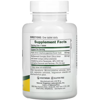 Рутин / Biorutin, Nature's Plus, 1000 мг, 90 таблеток
