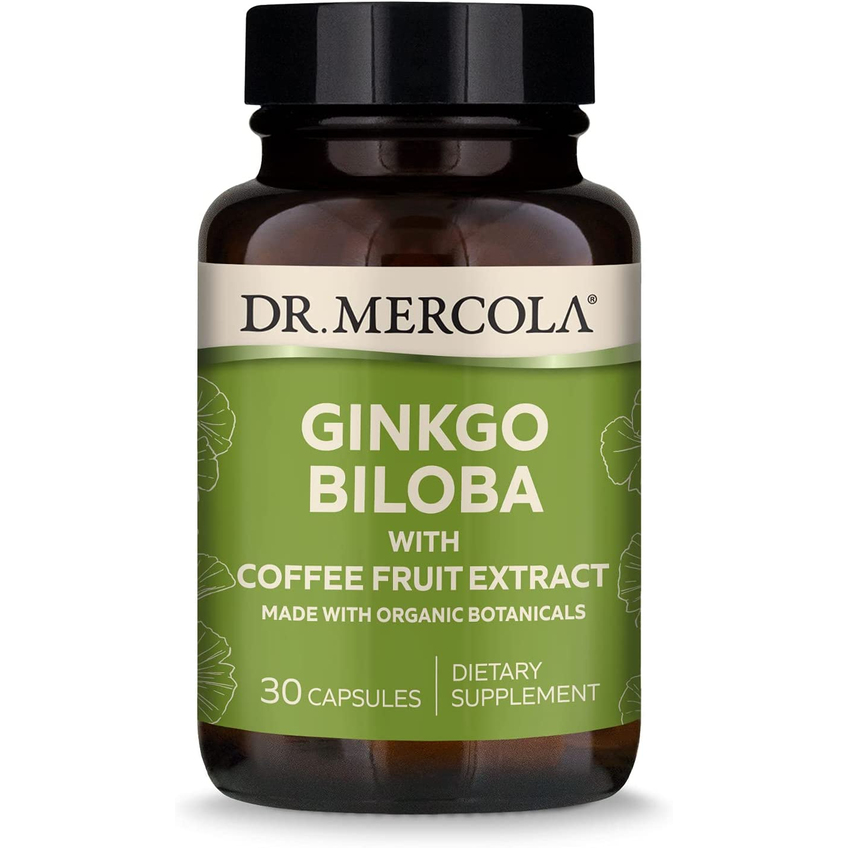 Гинкго билоба + экстракт фруктов кофе / Organic Ginkgo Biloba with Coffee Fruit Extract, Dr. Mercola, 120 мг, 30 капсул