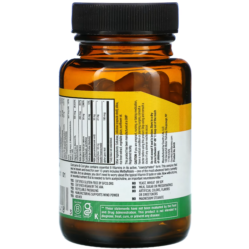 Коензим B-комплекс / Coenzyme B-Complex, Country Life, 60 капсул