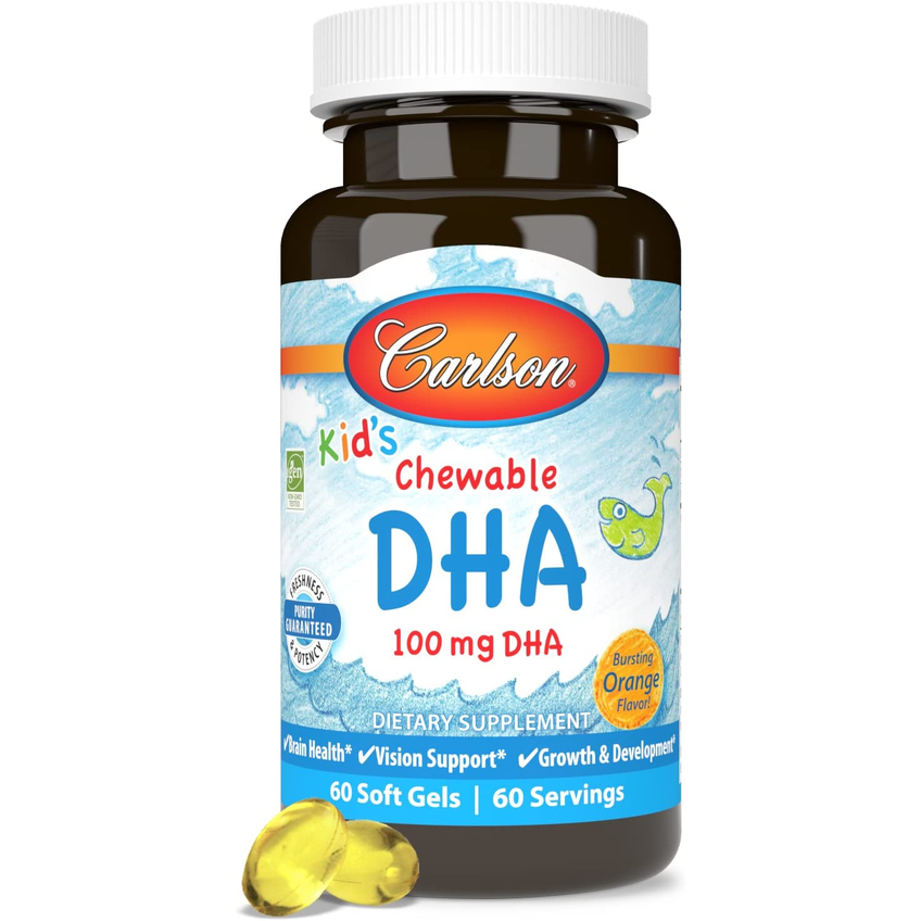 ДГК для дітей зі смаком апельсина / Kid's Chewable DHA, Carlson Labs, 60 гелевих капсул