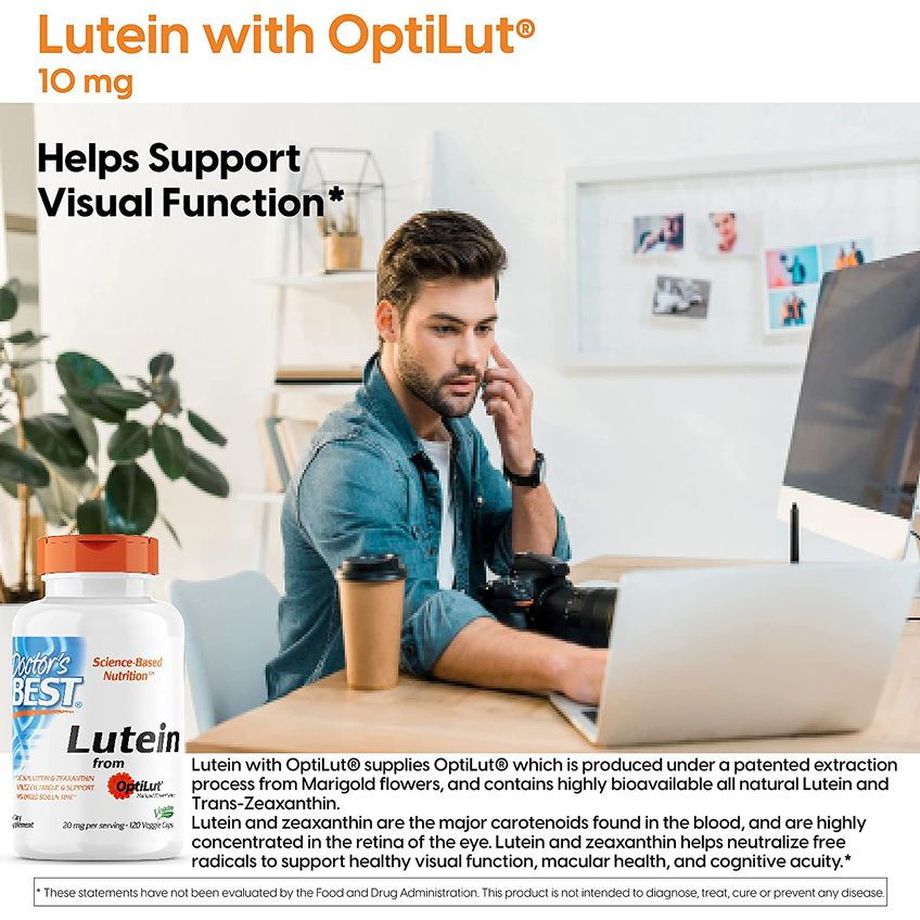 Лютеин / Lutein, Doctor's Best, 20 мг, 120 капсул
