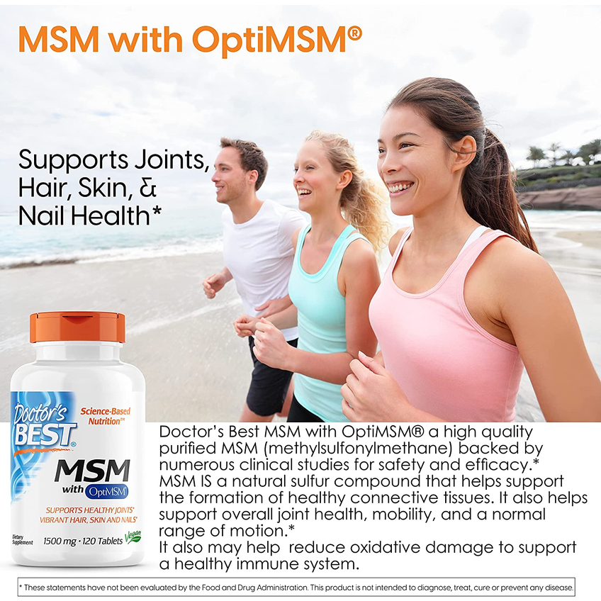 Метілсульфонілметан / MSM, Doctor's Best, 1500 мг, 120 таблеток