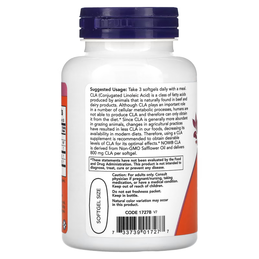 Кон'югована лінолева кислота (КЛК) / Conjugated Linoleic Acid (CLA), Now Foods, 800 мг, 90 гелевих капсул