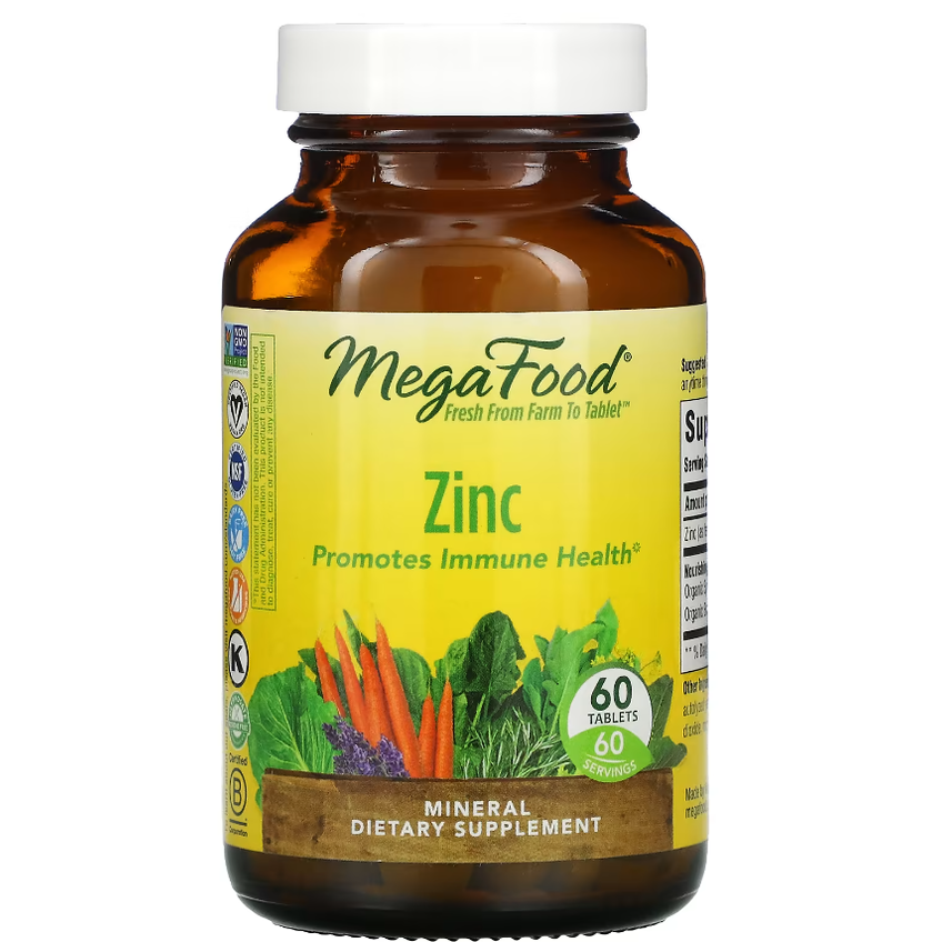 Цинк / Zinc, MegaFood, 22.5 мг, 60 таблеток