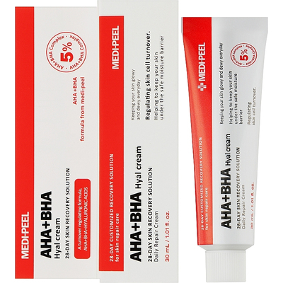 Крем-пилинг для лица восстанавливающий с кислотами Medi-Peel AHA BHA 28 Days Hyal Cream