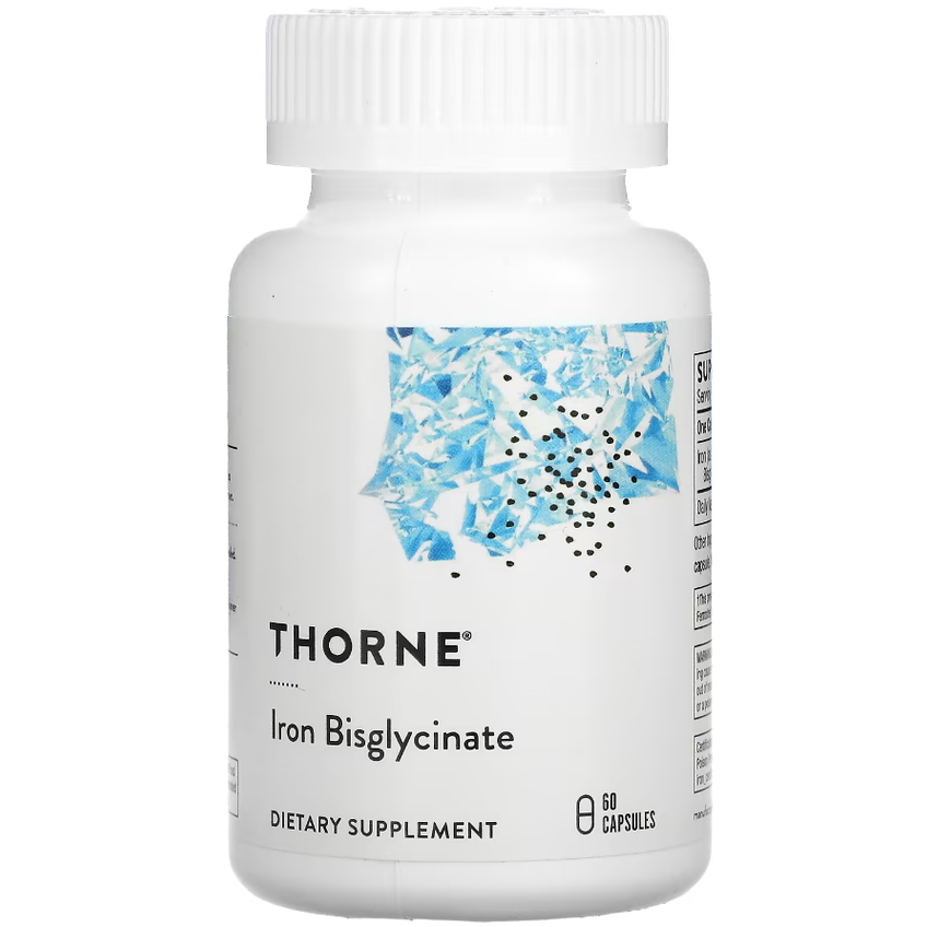 Бисглицинат железа / Iron Bisglycinate, Thorne Research, 25 мг, 60 капсул