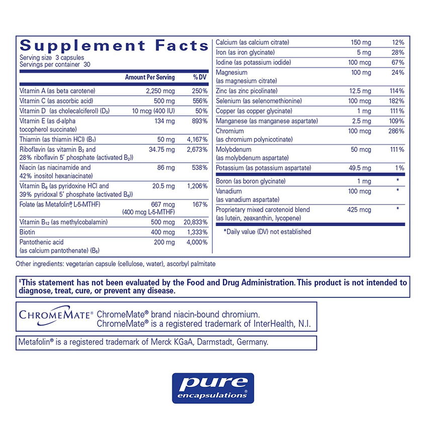 Мультивітаміни та мінерали / Nutrient 950, Pure Encapsulations, 90 капсул