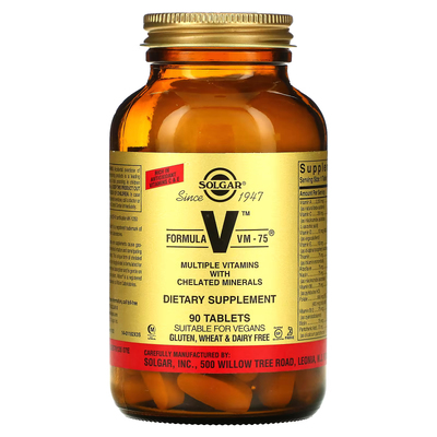 Мультивітаміни та хелатні мінерали «Формула VM-75» / Multiple Vitamins with Chelated Minerals «Formula VM-75», Solgar, 90 таблеток