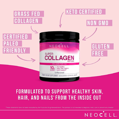 Пептиды супер коллагена без вкусовых добавок / Super Collagen Peptides, Neocell, 200 г
