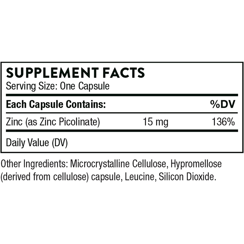 Пиколинат цинка / Zinc Picolinate, Thorne Research, 15 мг, 60 капсул