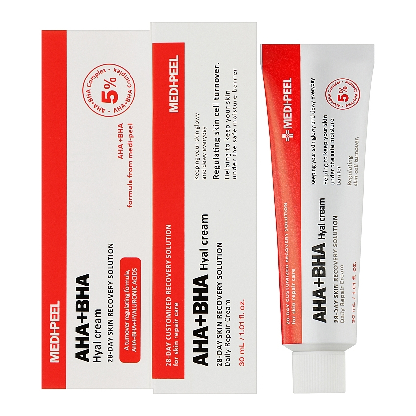 Крем-пилинг для лица восстанавливающий с кислотами Medi-Peel AHA BHA 28 Days Hyal Cream