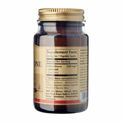 Відновлений L-глутатіон / Reduced L-Glutathione, Solgar, 250 мг, 30 вегетарианских капсул