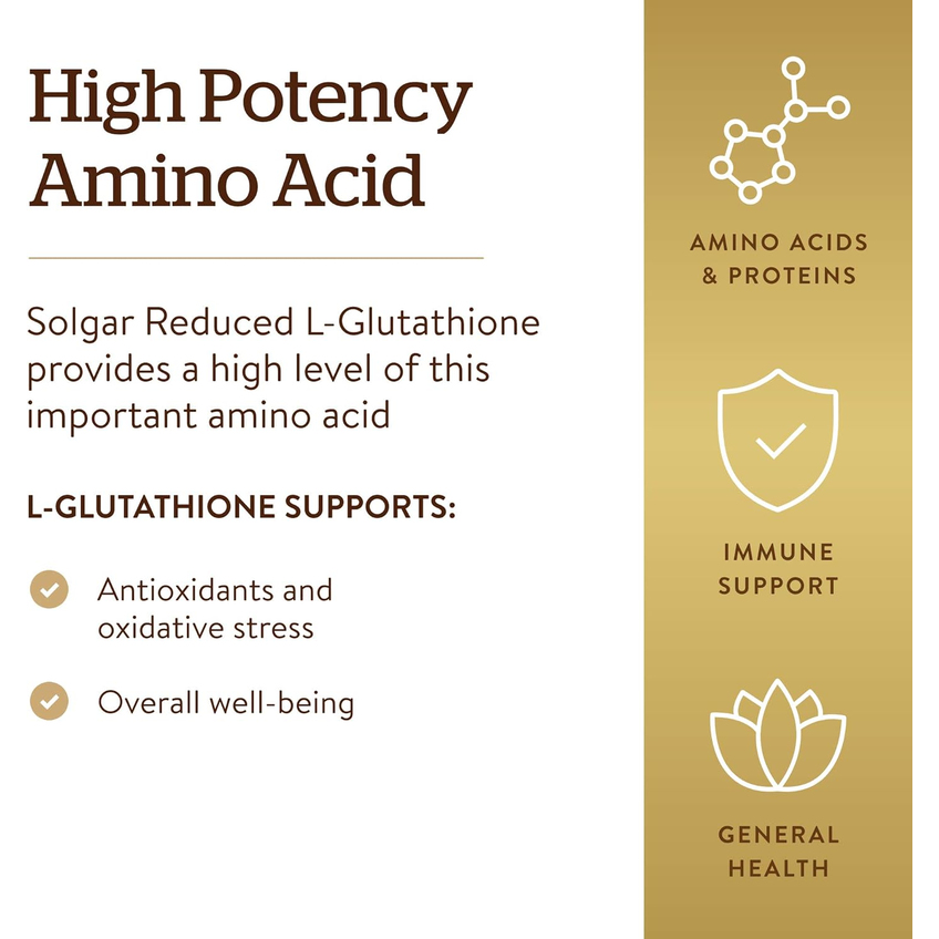 Відновлений L-глутатіон / Reduced L-Glutathione, Solgar, 250 мг, 30 вегетарианских капсул