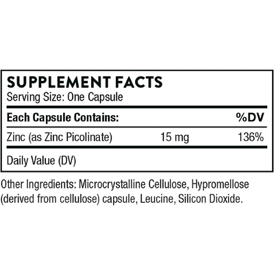 Пиколинат цинка / Zinc Picolinate, Thorne Research, 15 мг, 60 капсул