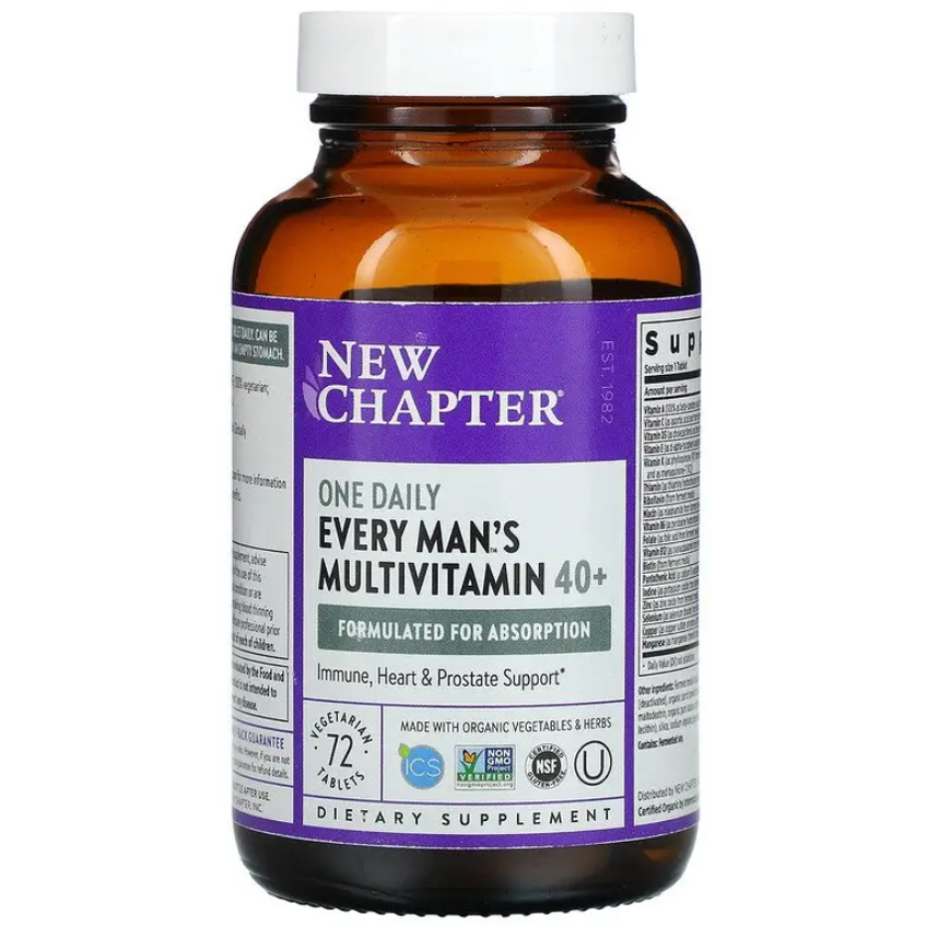 Щоденна мультивітамінна добавка для чоловіків / Every Man's One Daily 40+ Multivitamin, New Chapter, 72 таблетки