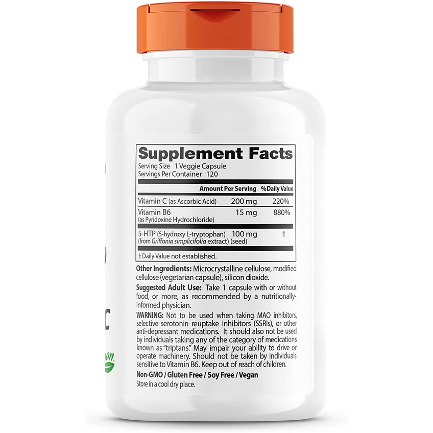 5-гидрокситриптофан обогащен витаминами B6 и C / 5-HTP Enhanced with Vitamins B6 & C, Doctor's Best, 100 мг, 120 капсул