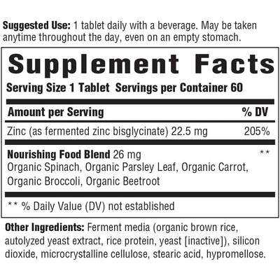 Цинк / Zinc, MegaFood, 22.5 мг, 60 таблеток