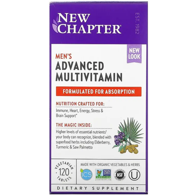 Улучшенный мультивитаминный комплекс для мужчин / Men's Advanced Multivitamin, New Chapter, 120 таблеток