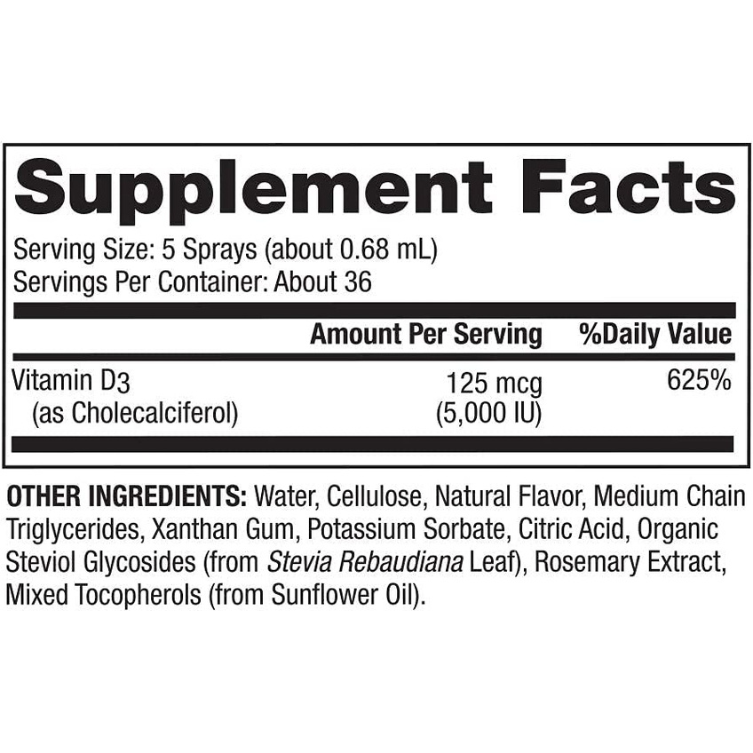Вітамін D3 з апельсиновим смаком / Vitamin D3 Sunshine Mist, Dr. Mercola, 125 мкг, 25 мл