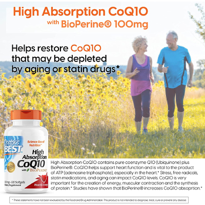 Коензим Q10 з високим ступенем засвоєння з біоперином / CoQ10 with BioPerine, Doctor's Best, 100 мг, 120 гелевих капсул