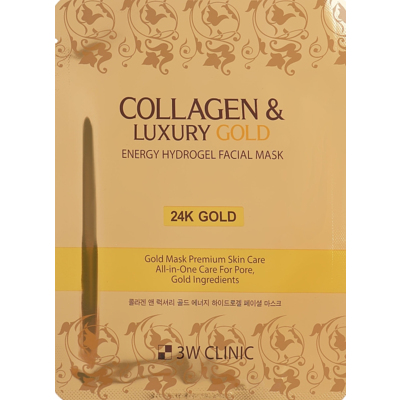 Гидрогелевая маска для лица с золотом 3W Clinic Collagen & Luxury Gold Energy Hydrogel Facial Mask