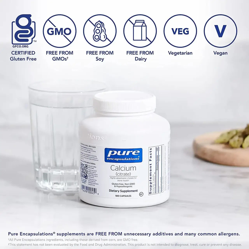 Кальцій (цитрат) / Calcium (citrate), Pure Encapsulations, 150 мг, 180 капсул