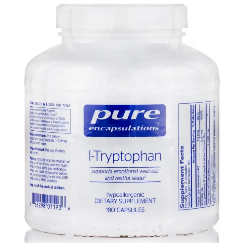 L-триптофан / l-Tryptophan, Pure Encapsulations, 180 капсул